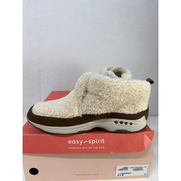 Easy Spirit Women's Trippin Cozy Booties Boots Light Natural Fuzzy Warm Sz 8.5M - Picture 2 of 6